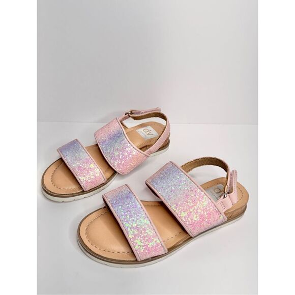 DV Dolce Vita Girls‎ Size 11 Pink Glittery Derby Wedge Sandal - Picture 3 of 8